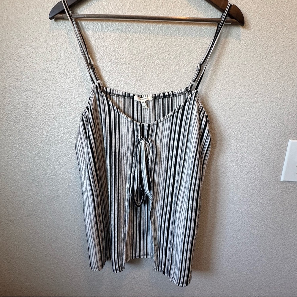 Maurices Black and White Tie Front Camisole